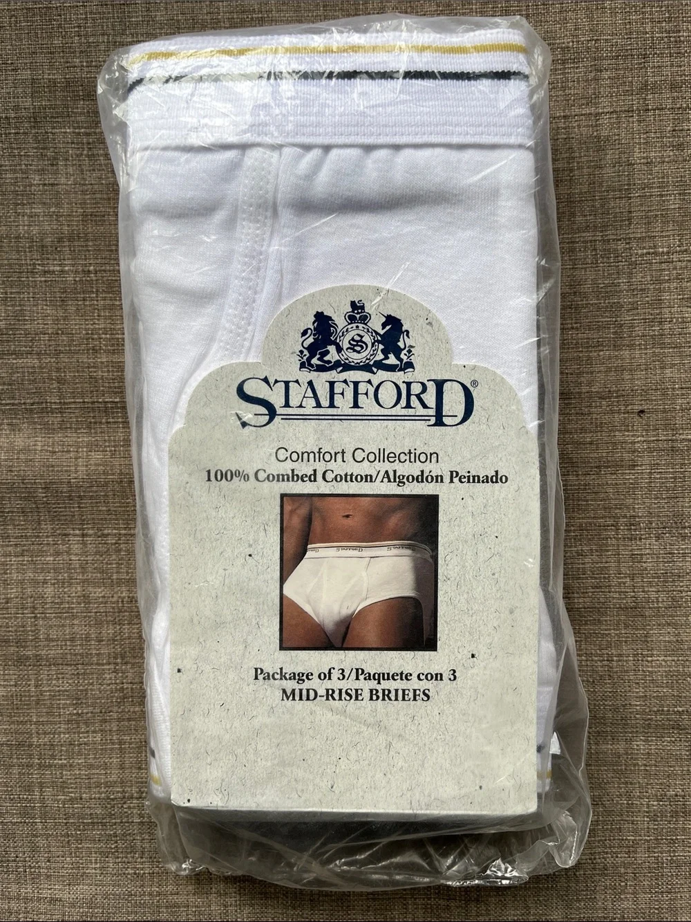Vintage Stafford Comfort 100% Cotton Mid-Rise Briefs Underwear 3 Pack XL 40-42